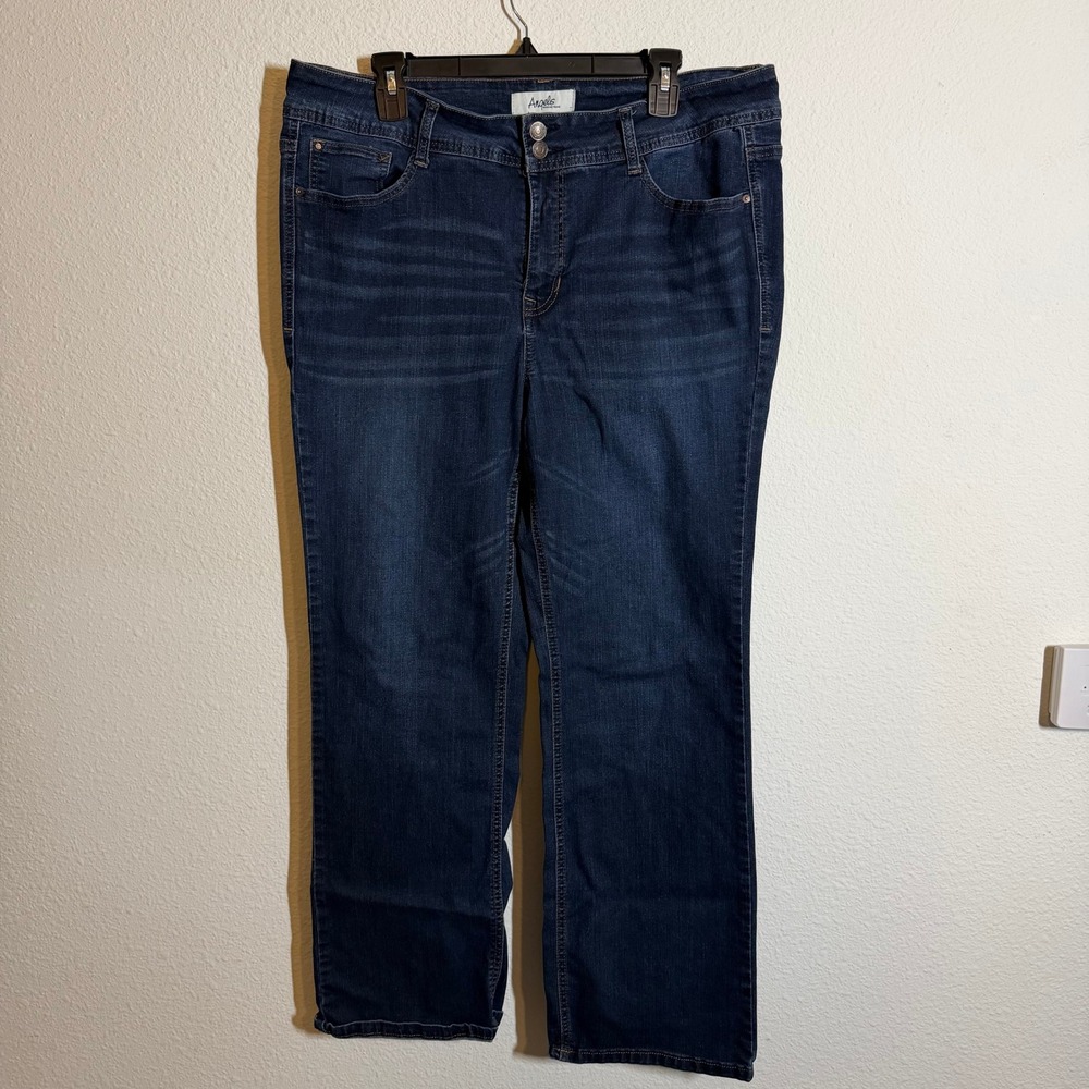 Angels Forever Young Curvy Skinny Jeans Dark Wash Blue Denim Double Button 18W